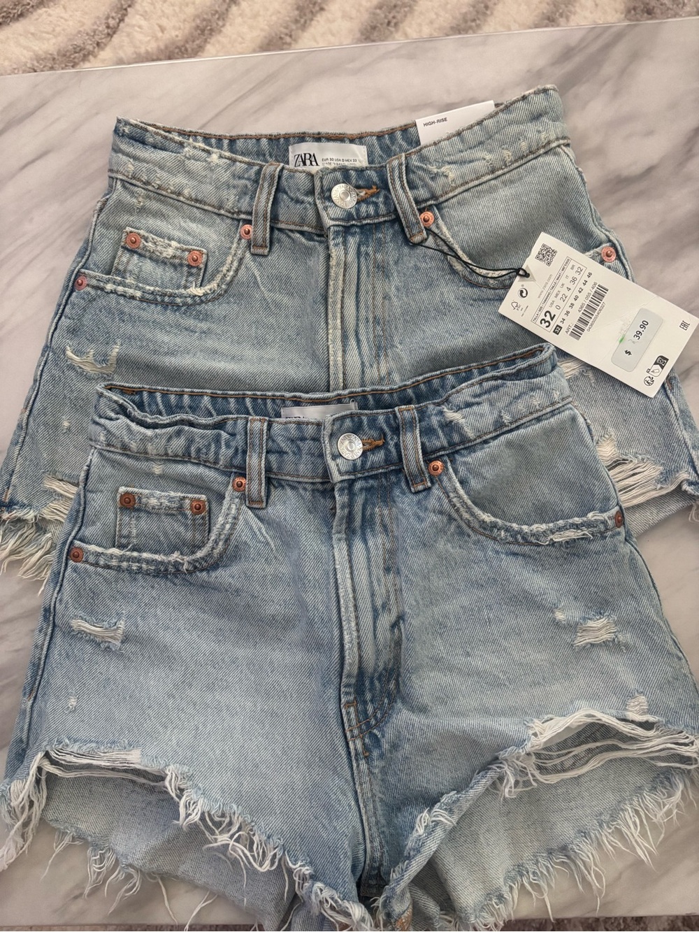ZARA Light Wash High Waisted Denim Shorts